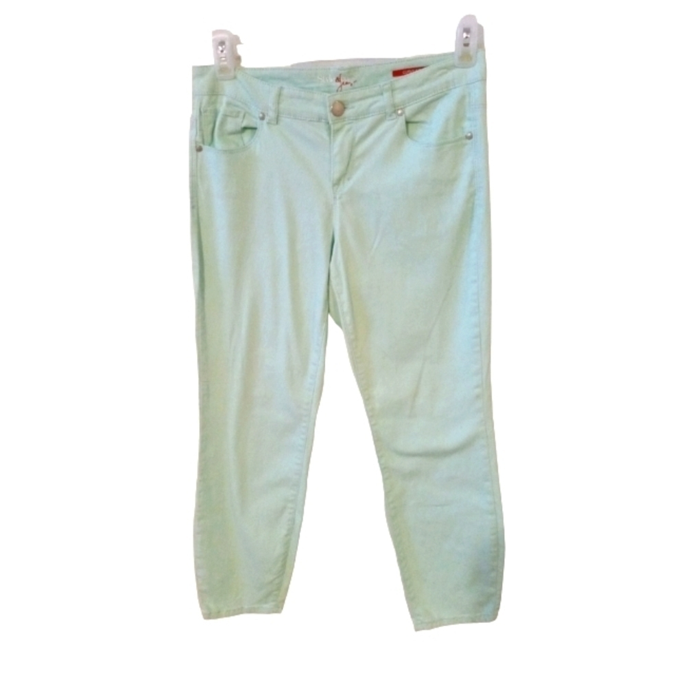 Style & Co Light Mint Green Curvy Fit Pocketed Straight Leg Jeans Size 8